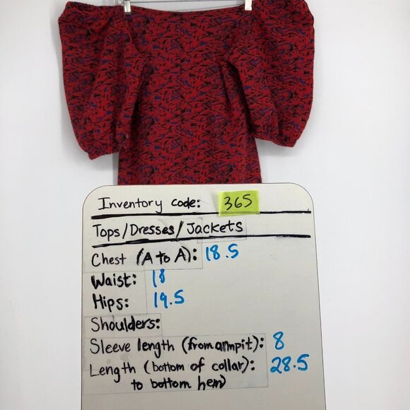 Free People red  & blue metallic Sunset puff sleeve cold shoulder mini dress L - Picture 16 of 16